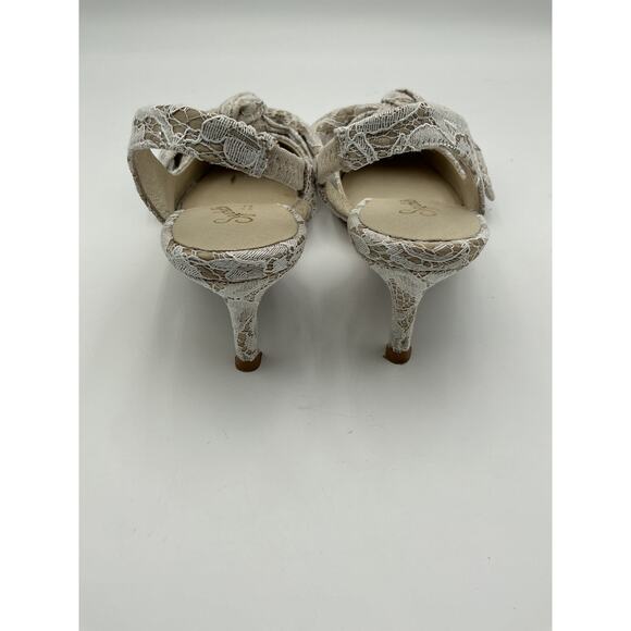 Seychelles 'Neve' White Fabric Heels Size 6 - Picture 5 of 7